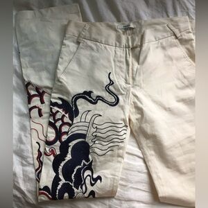 🩵Gianfranco Ferré Vintage Designer Dragon Embroidered Pants